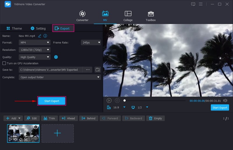 書き出しボタンを押す