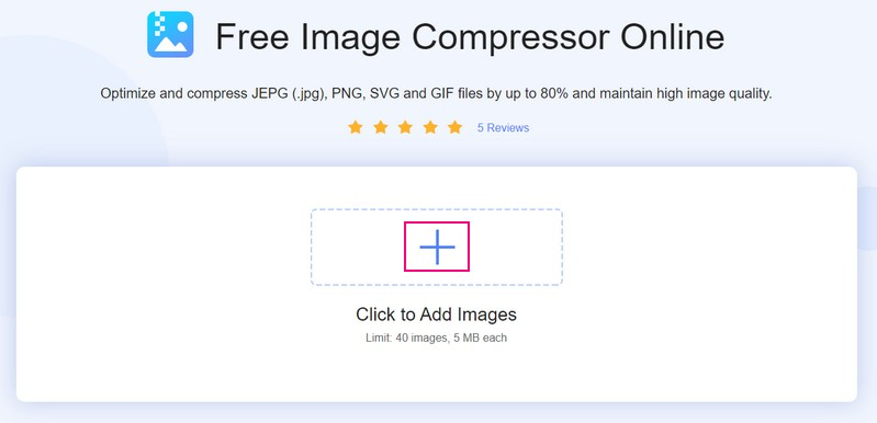 Vidmore無料画像圧縮オンラインツールにSVGファイルをアップロードする