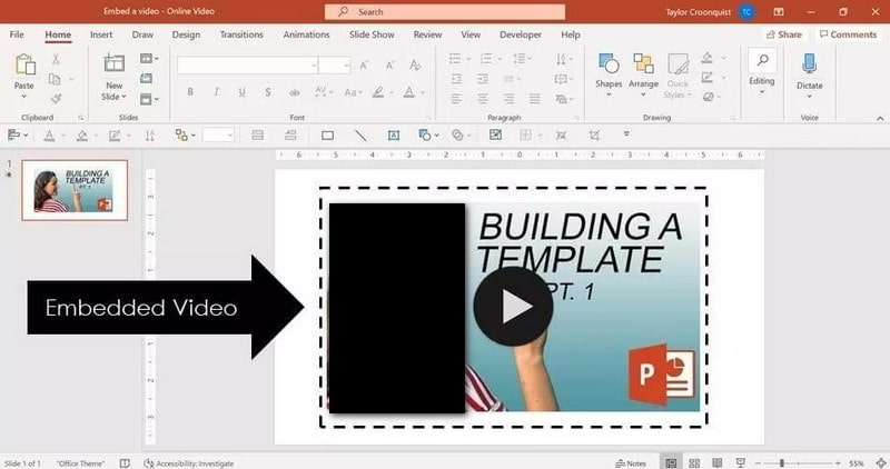 オンライン動画の場合 PowerPoint で動画を再生する方法