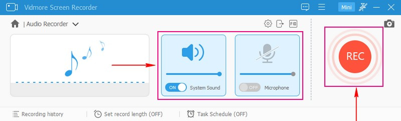 システム音声とマイク音声をオンにする