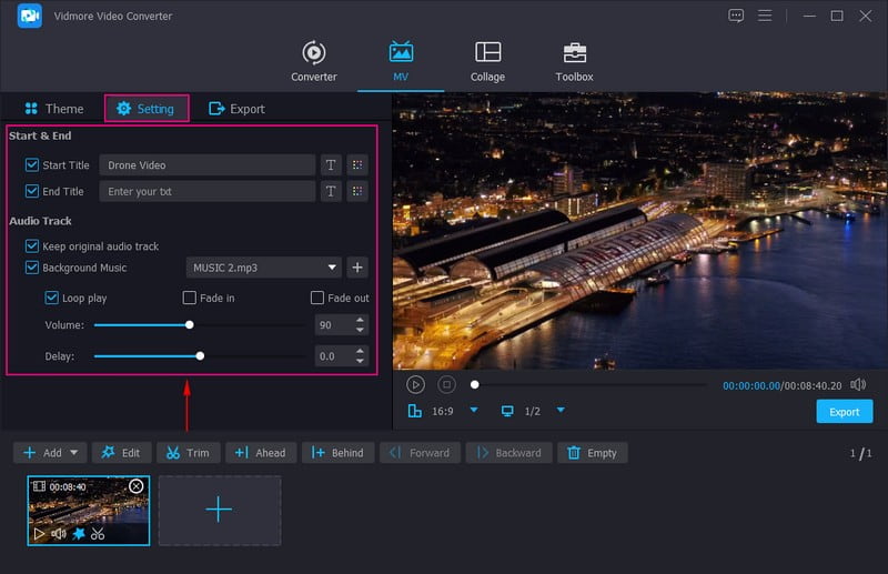テーマテキストとオーディオを追加
