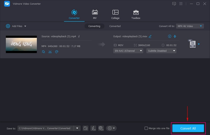 すべて変換ボタンをクリック