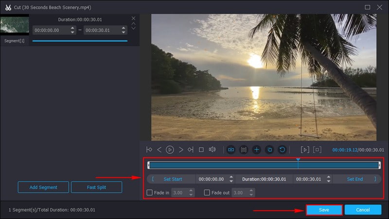 Trim ボタンに進む