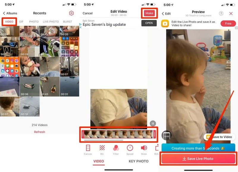 IntoLive を使って iPhone で動画を Live Photo にする方法