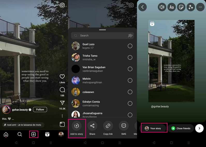 他のユーザーのリールをInstagramストーリーズに再投稿する方法