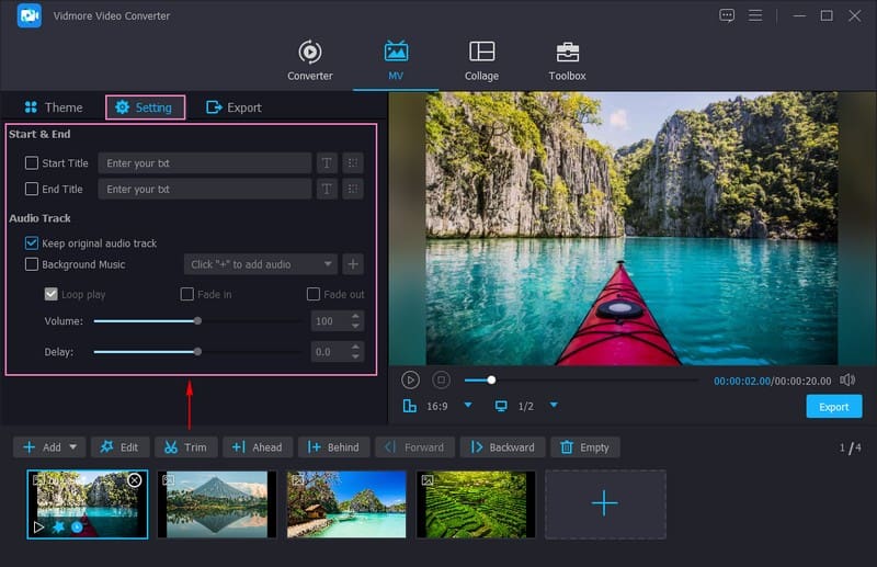 テーマを選んでタイトルとBGMを追加