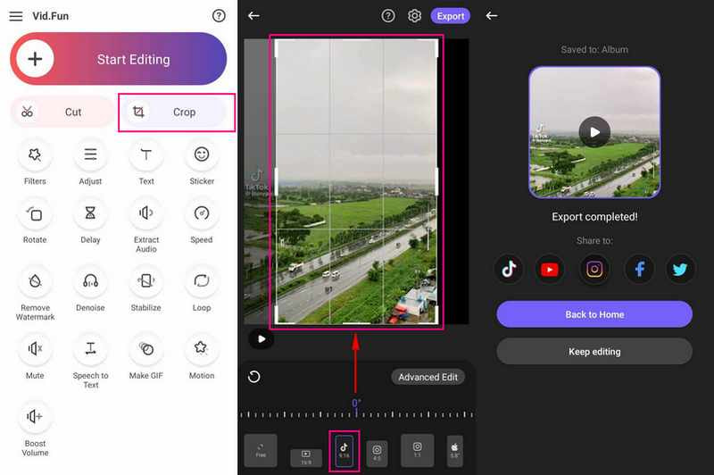 VidFunでInstagram標準サイズの動画を作成