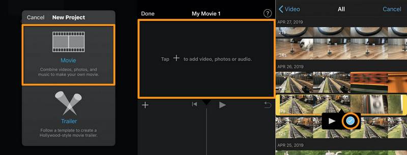 iPhoneでiMovieを使って動画を結合する方法