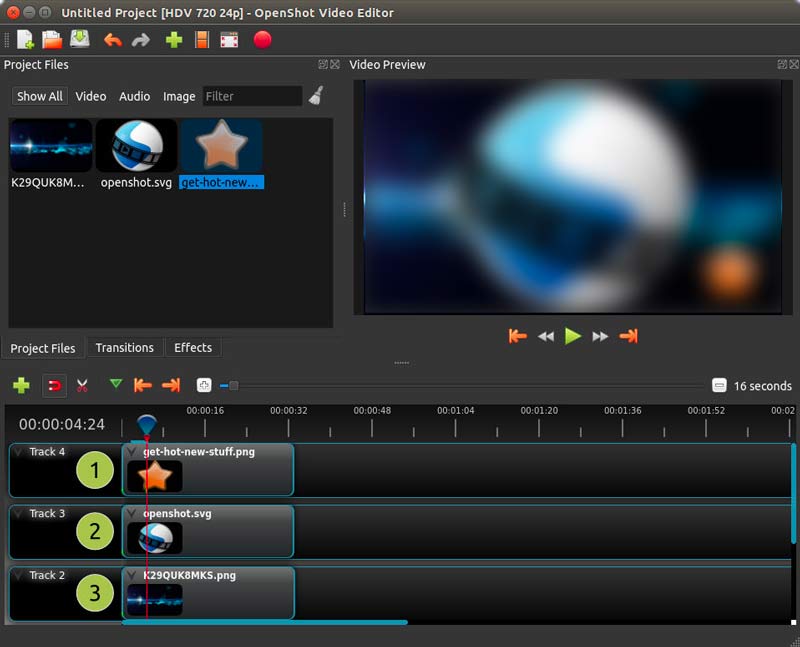 OpenShot Video Editor のインターフェース