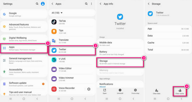 Twitterアプリのキャッシュをクリア