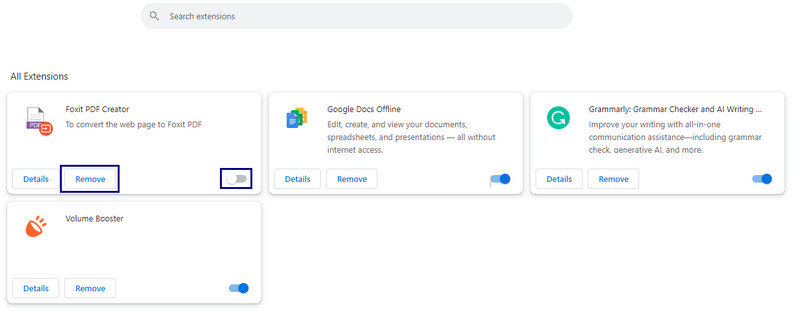 ブラウザー拡張機能を無効にする