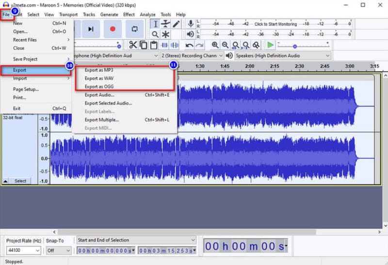 Audacity ファイル 書き出し 音声圧縮 Audacity 