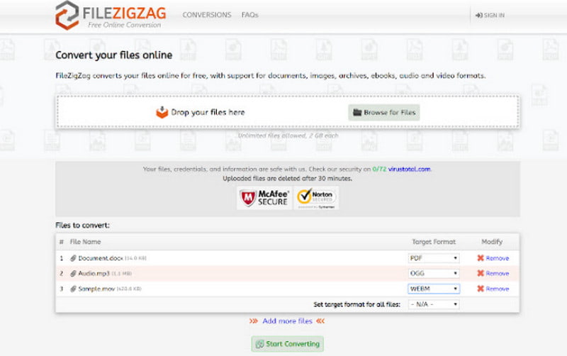 File Zigzag オンライン音声圧縮ツール