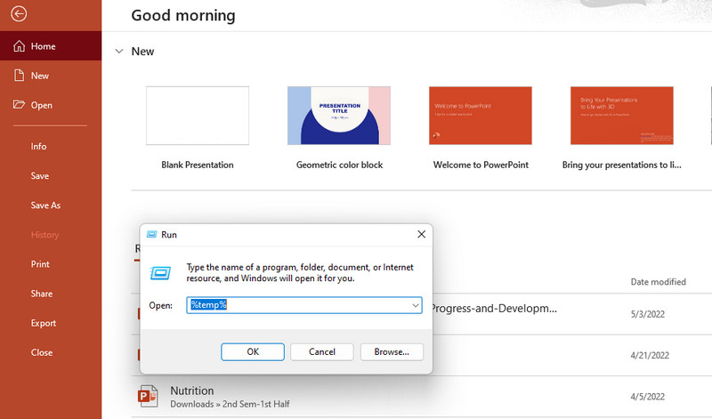 PPT 一時ファイル削除