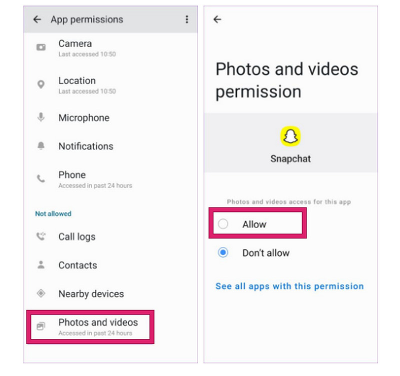 Snapchat 修正 権限設定