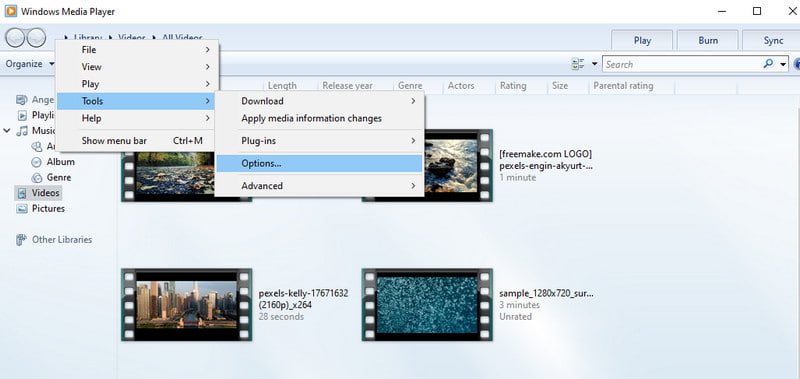 ツール → オプション