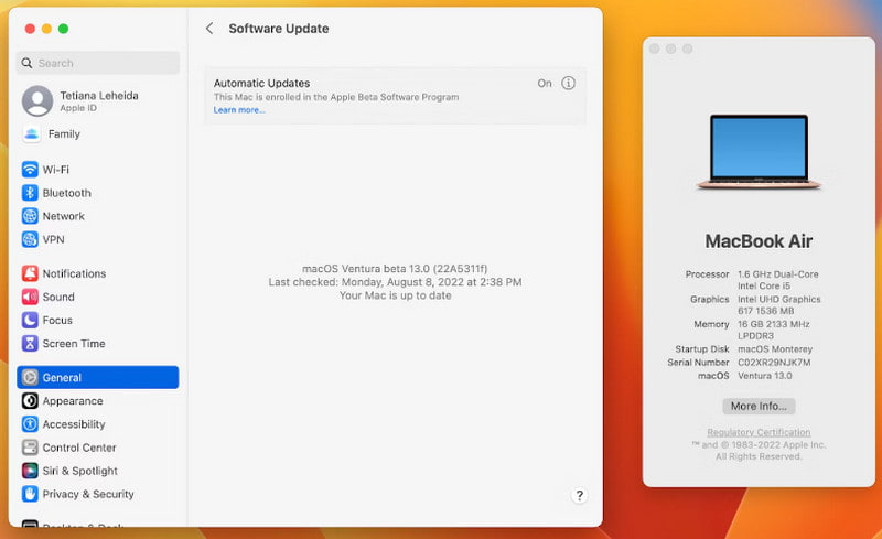 Macで音が出ない場合のソフトウェアアップデート