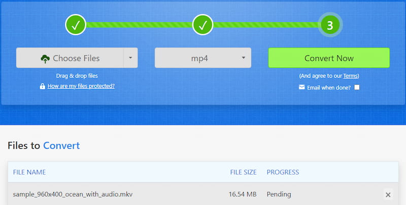 Zamzar インターフェース