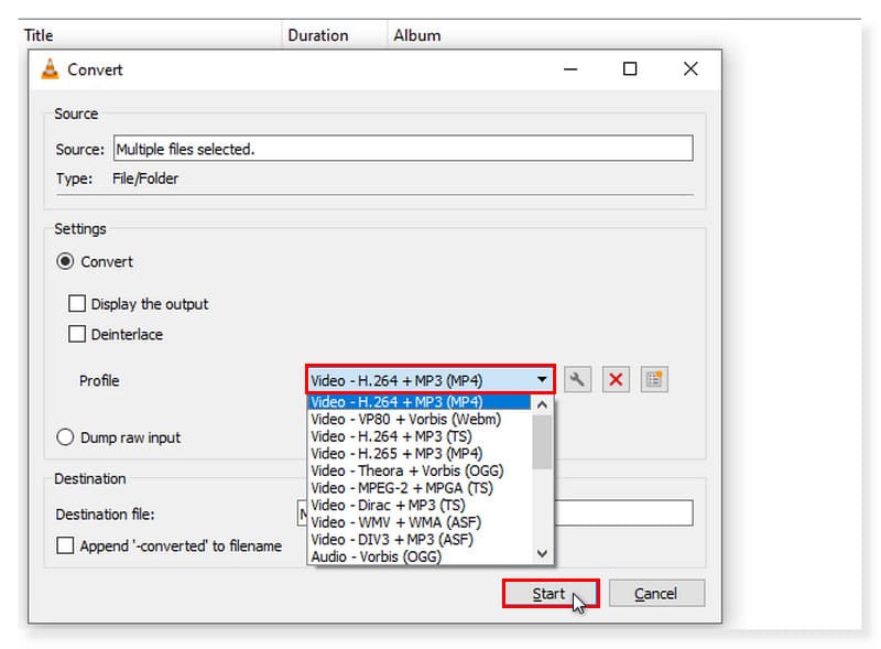 VLC ファイル変換を開始