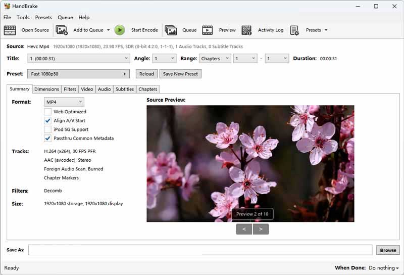 MP4 を選択してエンコード開始