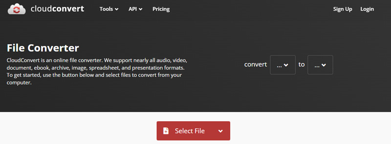 Cloudconvert インターフェース
