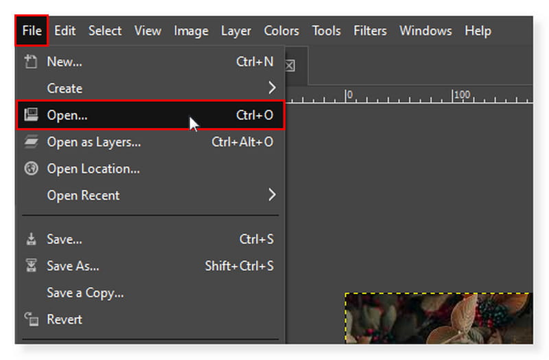 GIMP JFIFファイルを選択