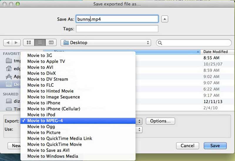 QuickTime で GIF を MP4 に変換