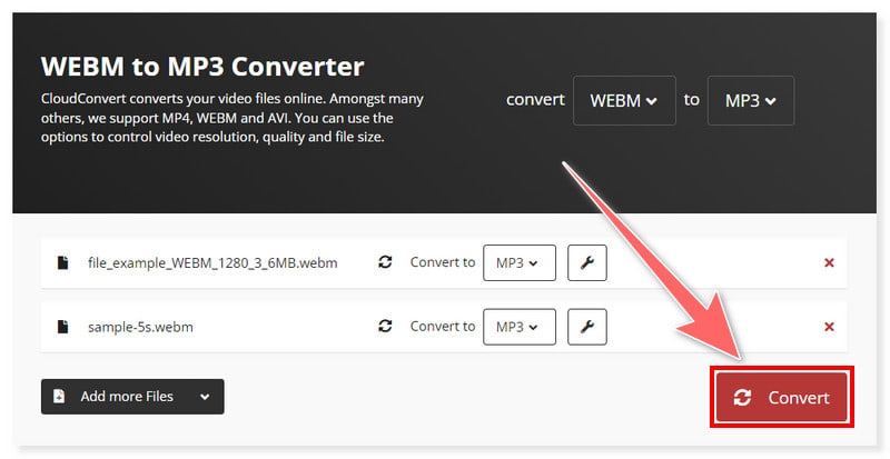 CloudConvert ファイルを MP3 に変換
