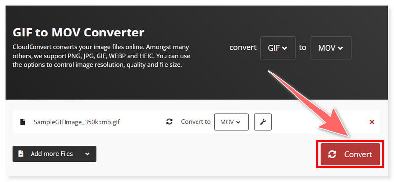 CloudConvert MOV 形式に変換