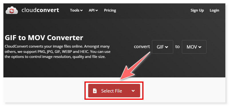 CloudConvert GIF から MOV 変換ソフト