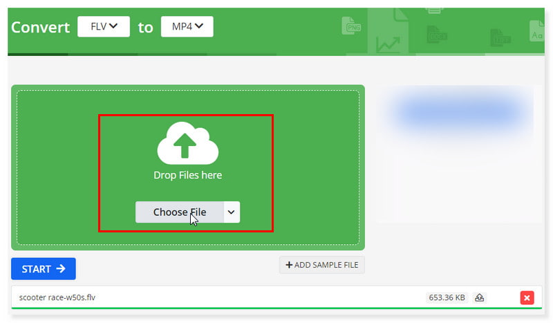 Online Convert FLVファイルを選択