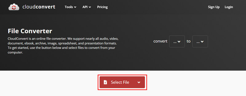 Cloudconvertでファイルを選択