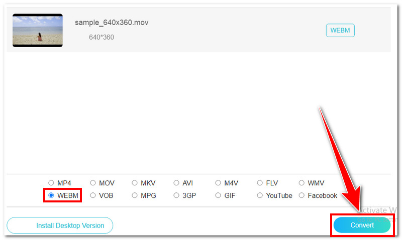 Vidmore Online WEBM変換