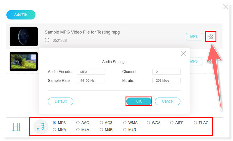 Vidmore オンライン MP3 形式を設定