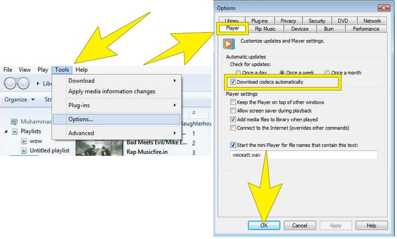 WMP 音が出ない コーデック