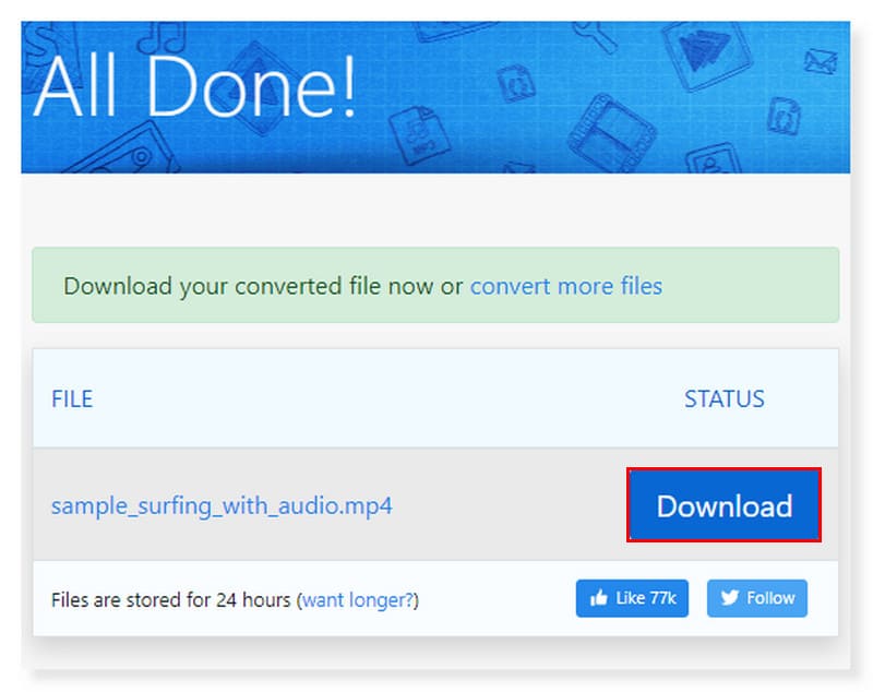 Zamzar MP4ファイルをダウンロード