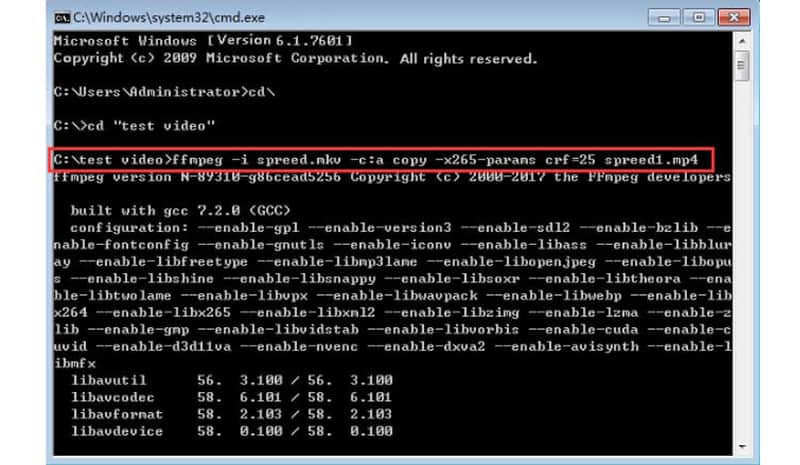 FFmpeg MKV から MP4 形式へ