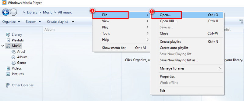 「ファイル」から「開く」