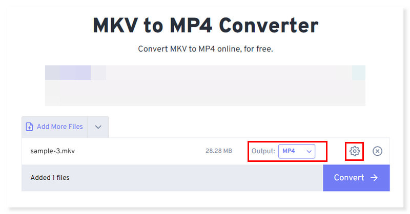 FreeConvert MP4 出力形式を選択