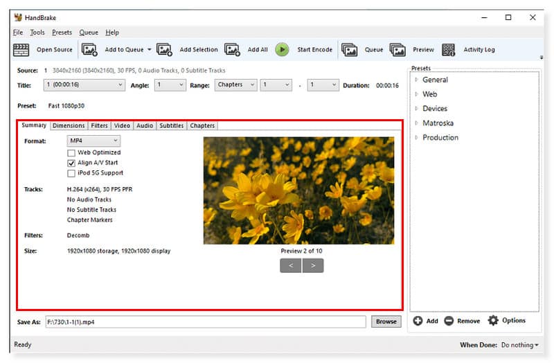 HandBrake MOVコンバーター