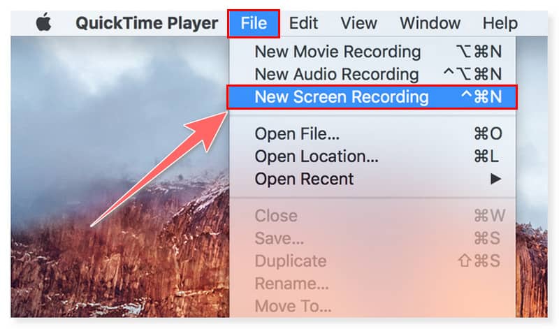 QuickTime での新規画面収録