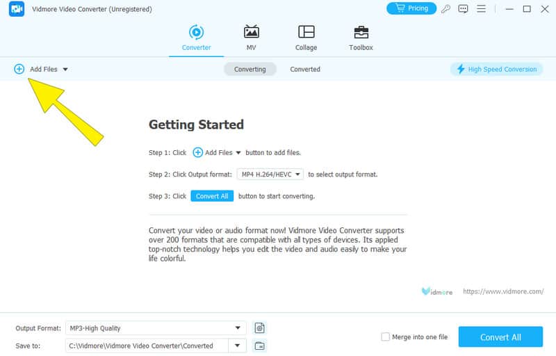 Vidmore MOVファイルを追加