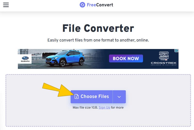 WebM Converter FreeConvert アップロード