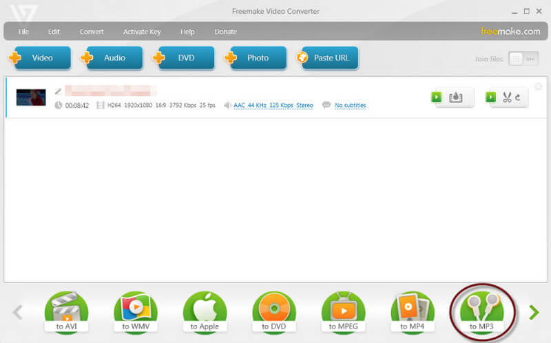 FLV から MP3 へのコンバーター Freemake