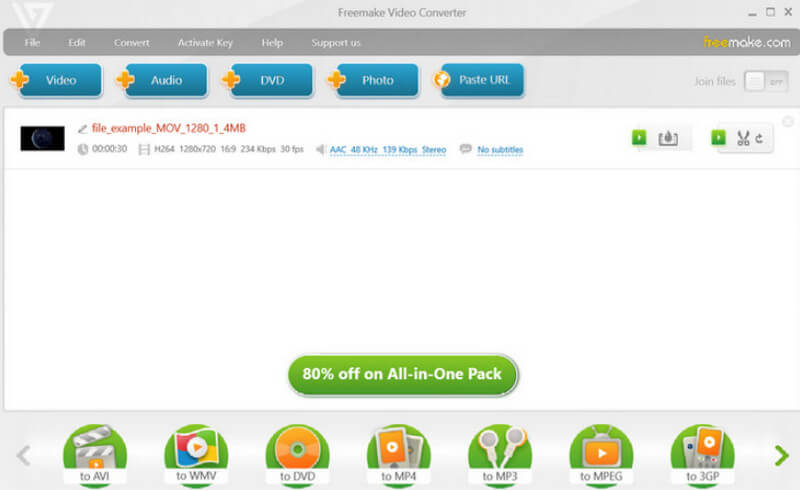 MOV WAV 変換ソフト Freemake