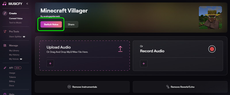 Switch VoiceでVillagerを選択