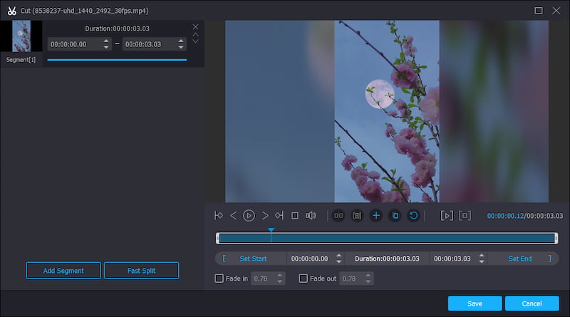 Vidmore Video Converterで動画をトリミング