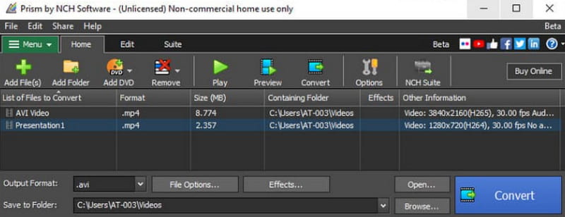 Xvid コンバーター Prism