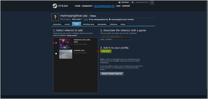 動画をSteamに追加