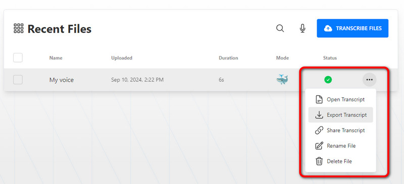 書き起こしのエクスポートダウンロード